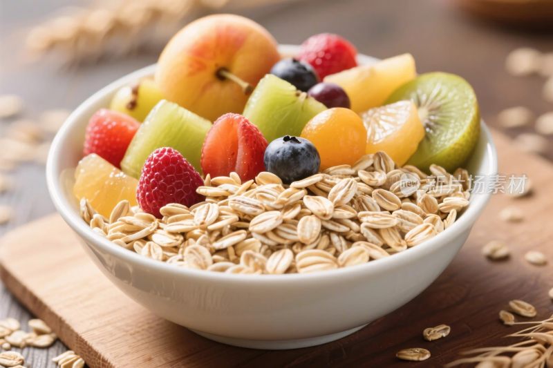 水果燕麦早餐图