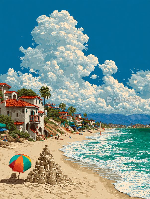 夏日海边风情插画