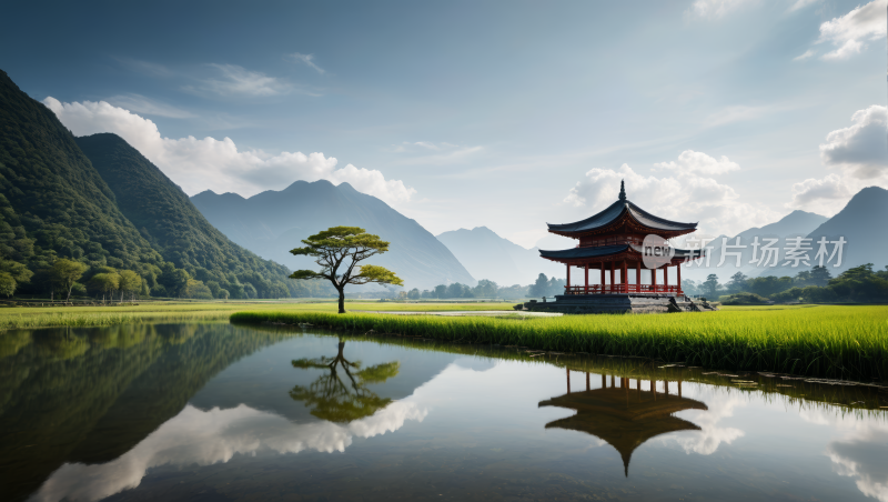 一个小湖高清风景图片