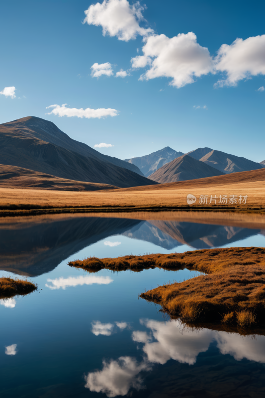 山倒映在湖中天上有几朵云高清风景图片