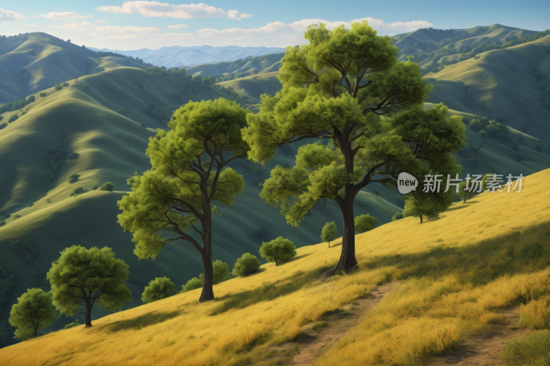 山上有树一座山高清风景图片