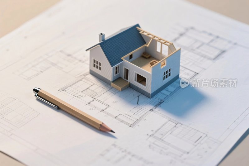 房屋模型与建筑蓝图