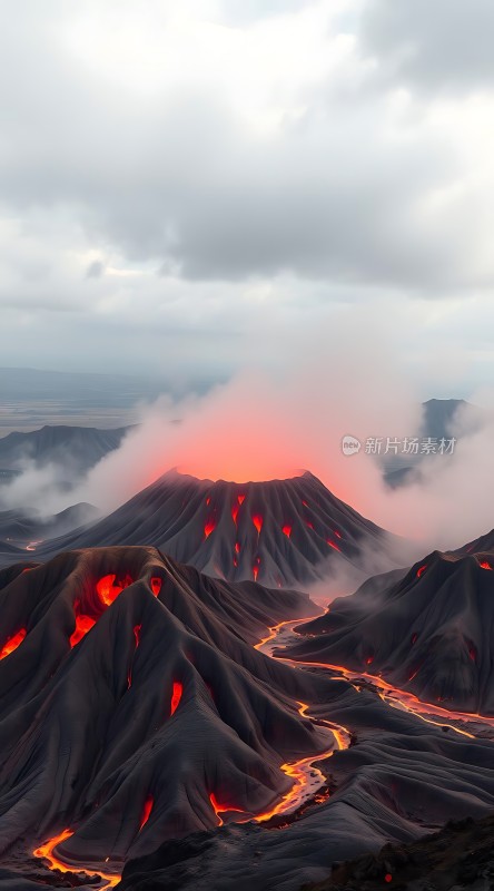 熔岩流淌的山脉