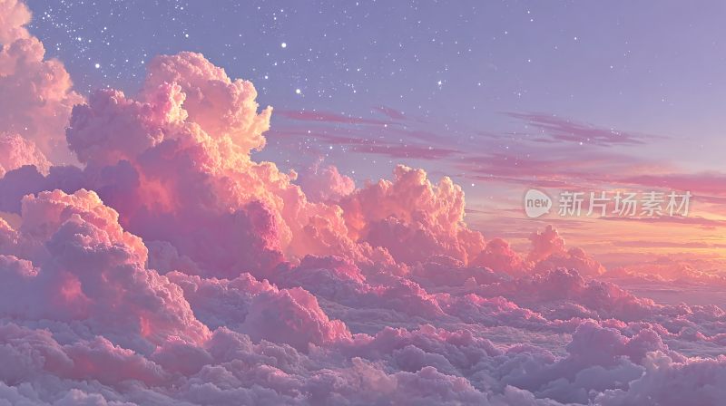 梦幻绚丽的云海星空景象