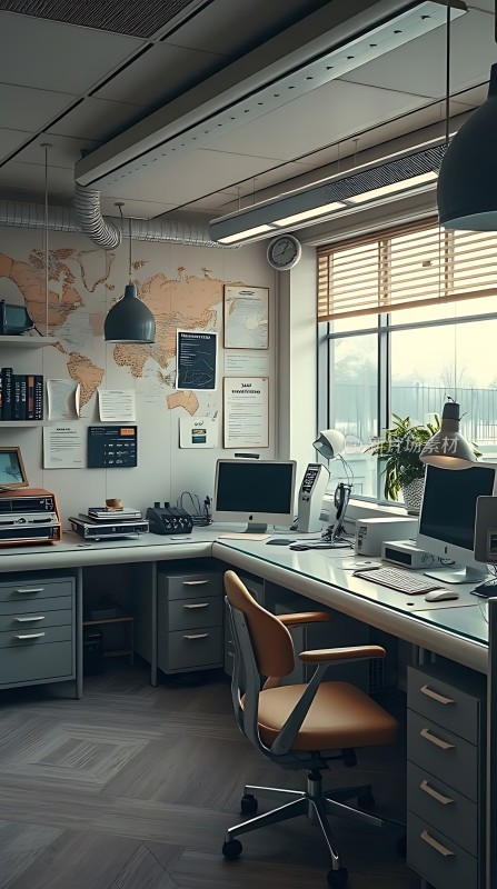现代办公空间整洁明亮的工作环境