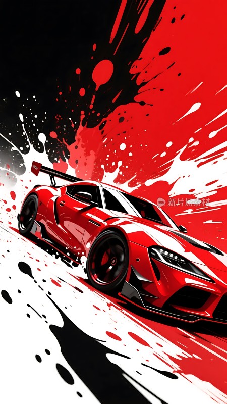红色赛车疾驰而过速度与激情的完美展现！