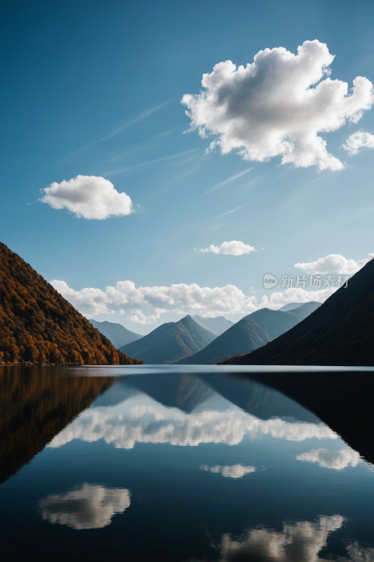 大片水域山脉高清风景图片