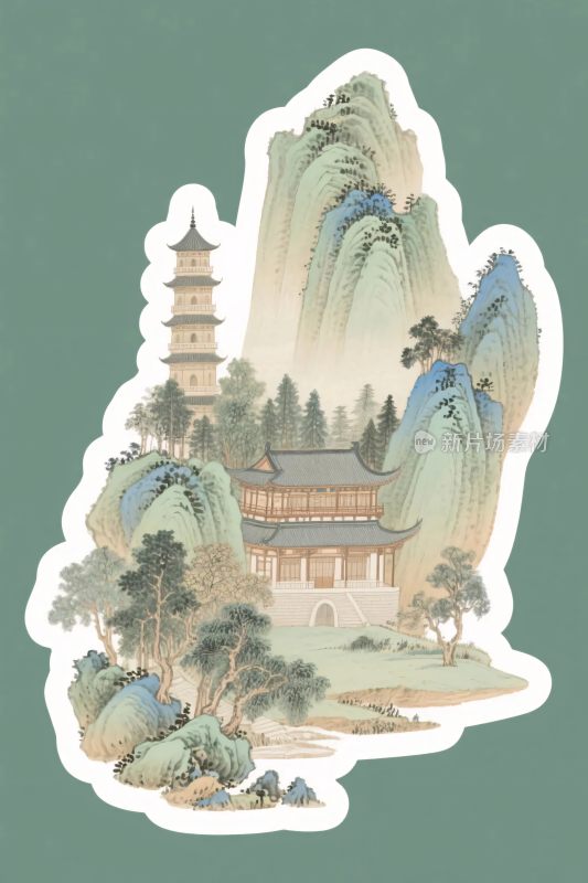 山水古韵插画