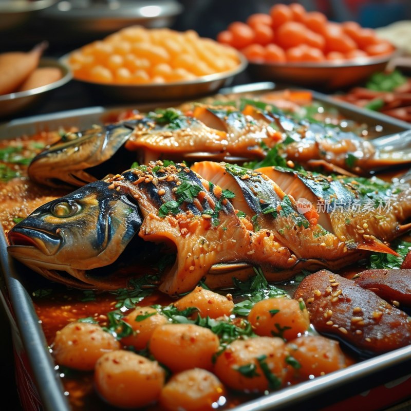 新疆烤鱼夜市风情