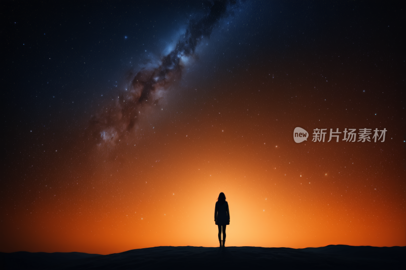 星空一个人站在山上看着星星高清背景图片