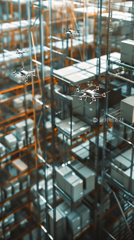 智能仓储无人机搬运货物