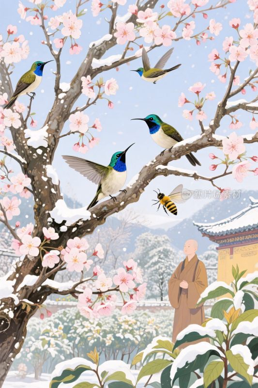 春日花鸟古韵插画