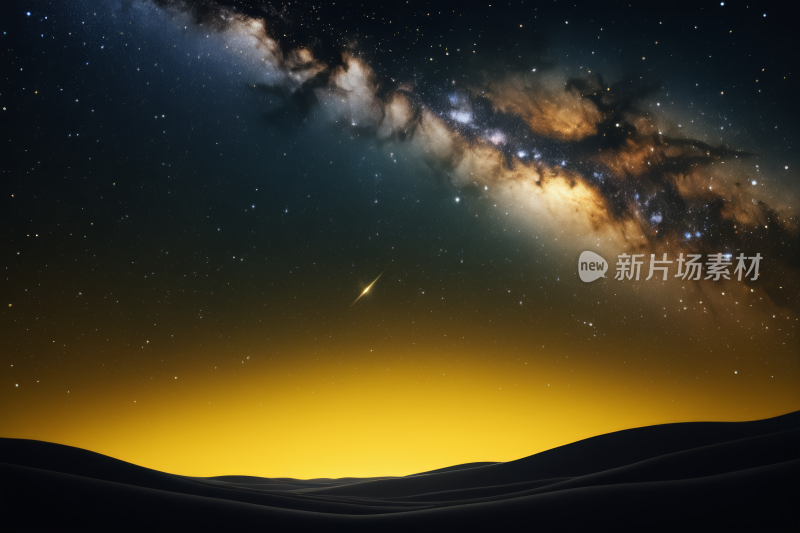 星空夜空一颗明亮的星星和一颗流星背景图片