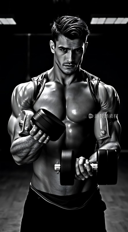 肌肉男展示力量与魅力