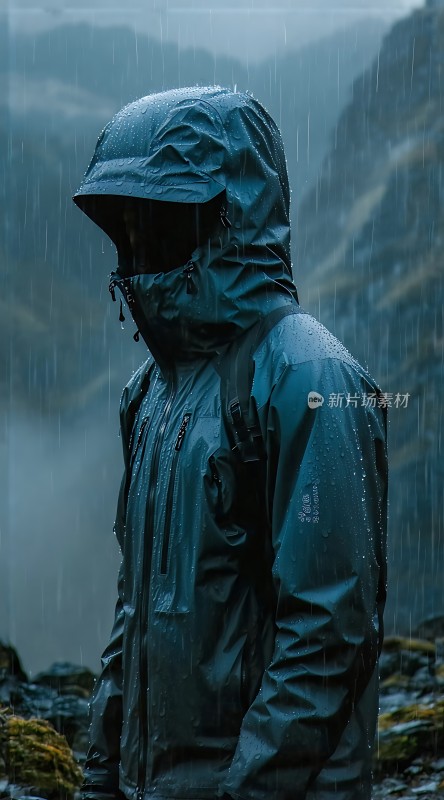 雨中独行者孤影映山川