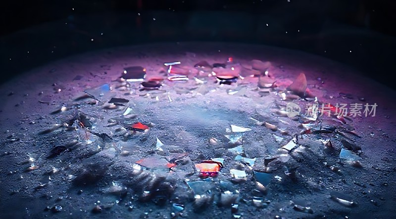 破碎玻璃下的神秘光芒