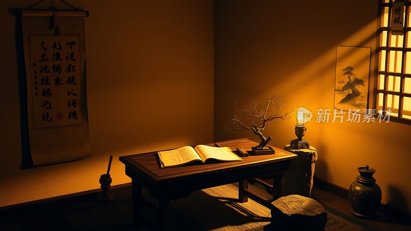 古风书房静谧雅致墨香四溢