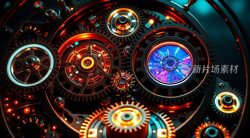 机械之心齿轮与光效交织的未来世界
