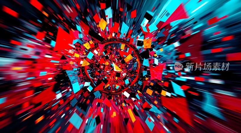 新片场素材红色与蓝色交织的科技感爆炸效果