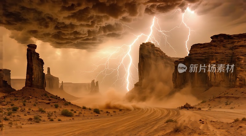 沙漠风暴闪电奇观