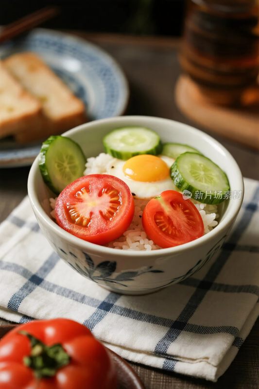 美食早餐碗装食材