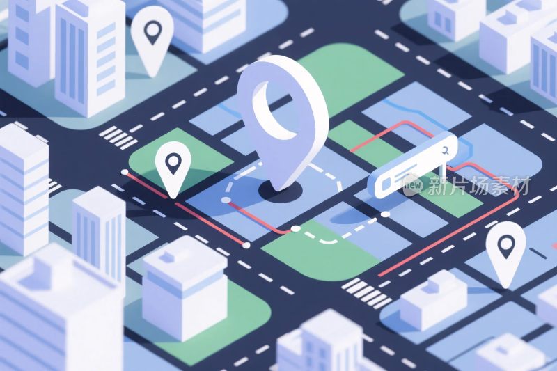 城市导航地图插画