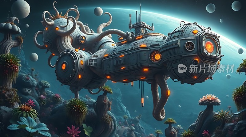 太空探索未来飞船与外星植物