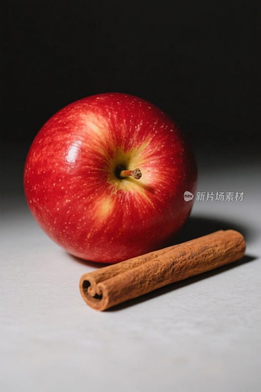 红苹果与肉桂静物摄影