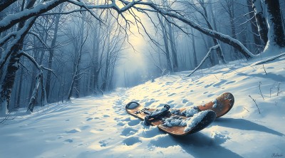 雪地上的滑雪板