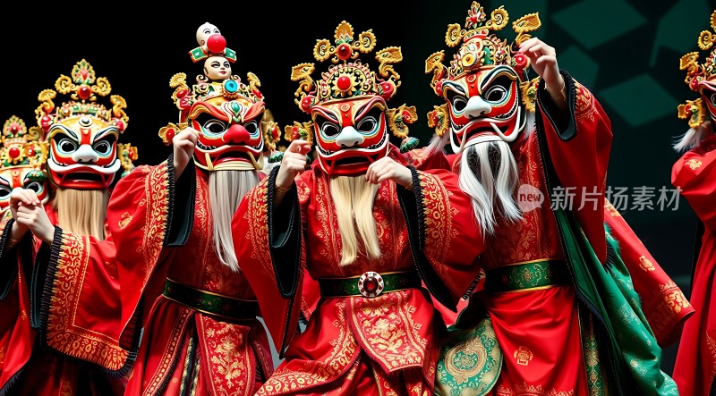 红色戏服面具舞者