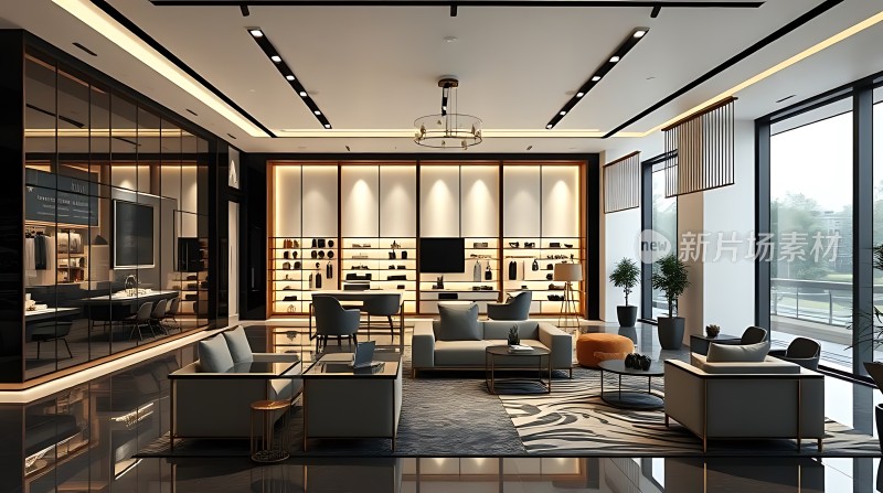 现代简约客厅设计时尚家具与装饰品展示