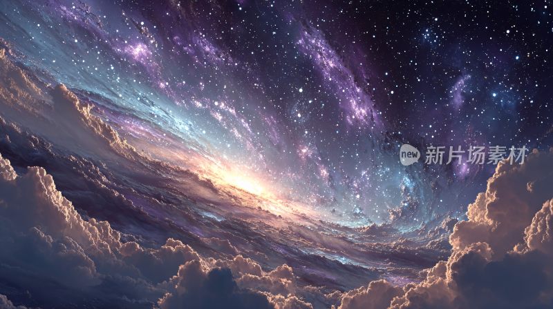 梦幻星空下的云海景象