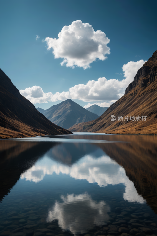 一个湖一座高山清风景摄影图片