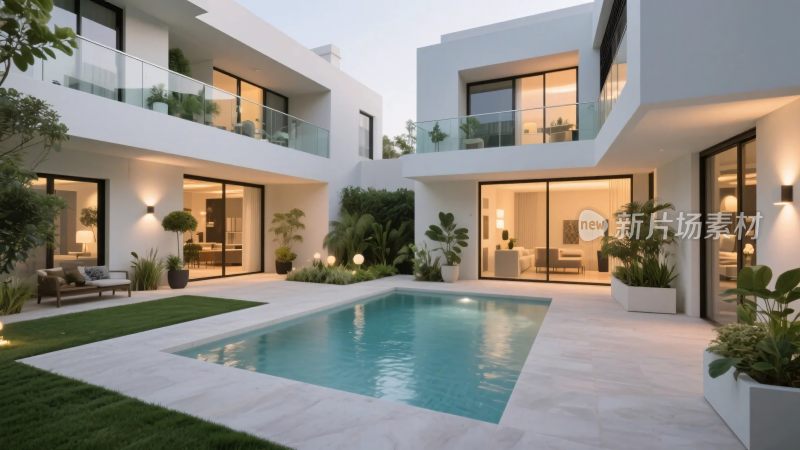 现代住宅庭院泳池景观