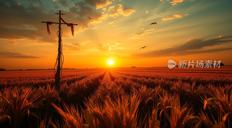 金色麦田日落时分