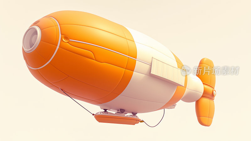 橙色的3d卡通的飞艇图标元素