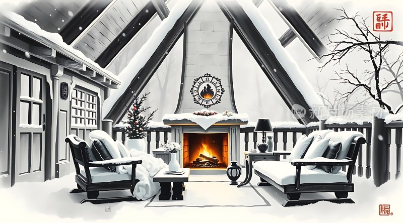 冬日暖炉旁的温馨时光