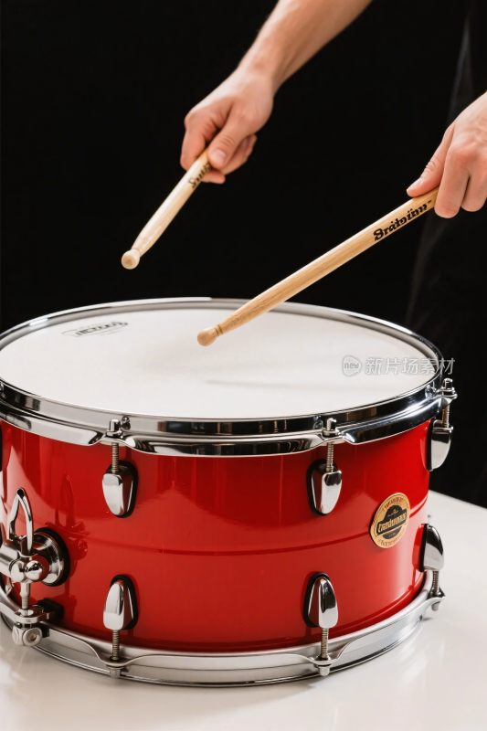 打鼓红色鼓与木棒