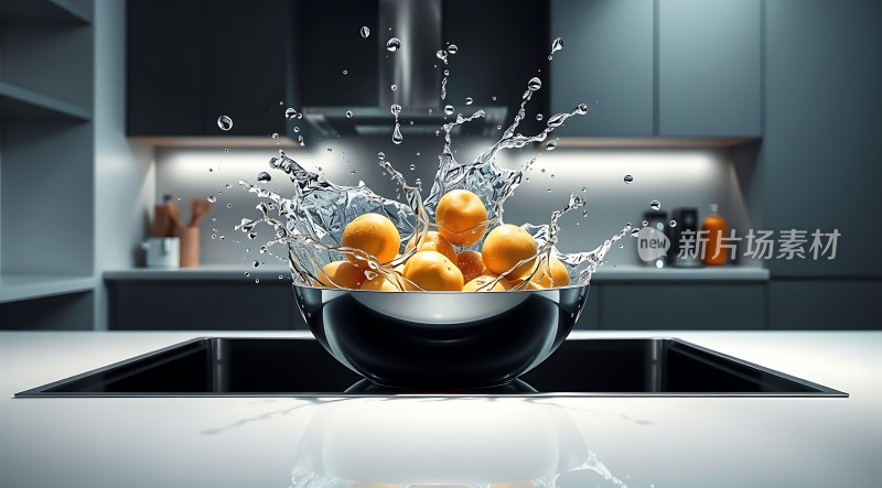 水果入水溅起美丽水花