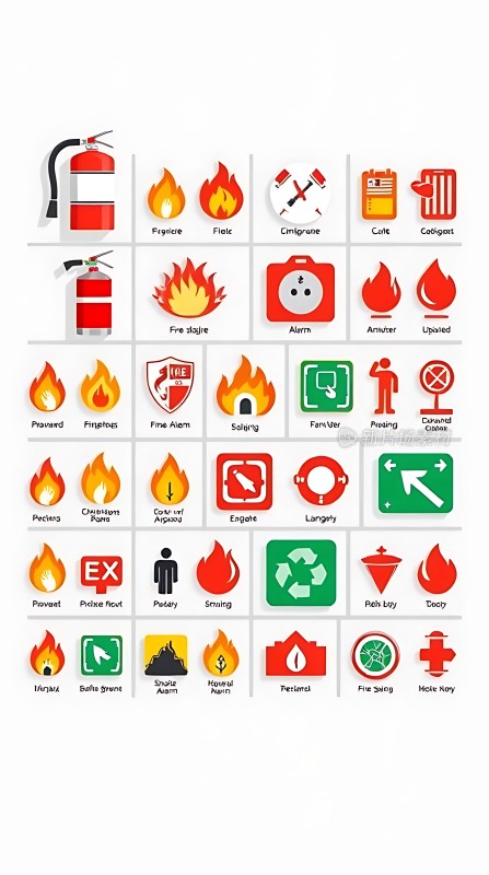 消防标识大全火警、灭火器、安全出口等