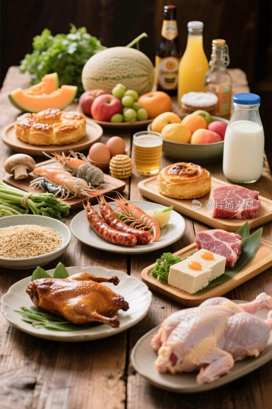 丰盛食材美食展示图