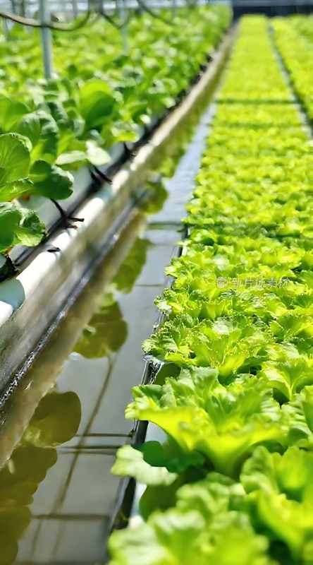 绿色蔬菜种植基地生机勃勃的生菜长势喜人