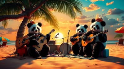 熊猫乐队沙滩音乐会