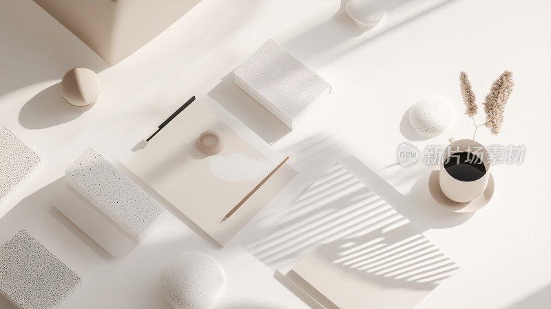 简约风桌面摆件与咖啡场景