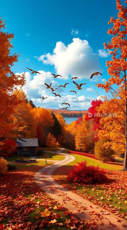 秋日暖阳下的宁静小径