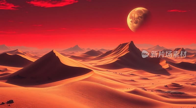 火星沙漠日落奇景