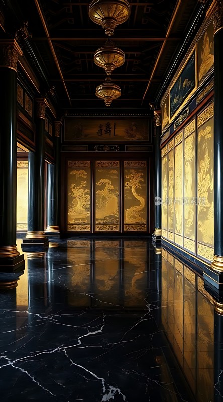 金碧辉煌宫殿走廊