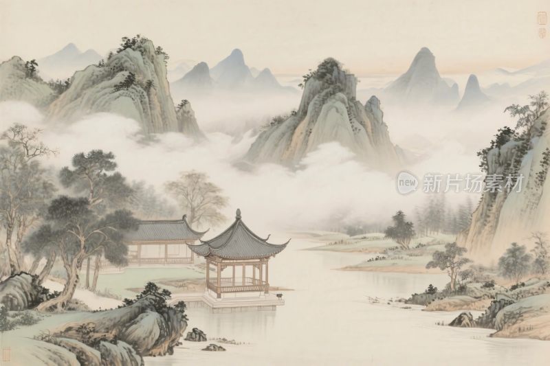 古典山水水墨国画