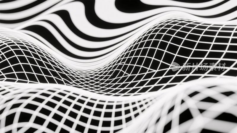 黑白抽象波浪网格图案