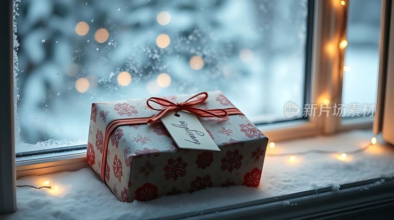 冬日窗边礼物盒